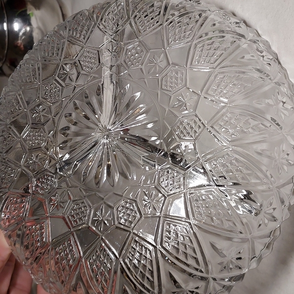 3 divided tray dish etched and cut crystal shabby chic diamond 💎 stars 🌟 - Picture 4 of 13